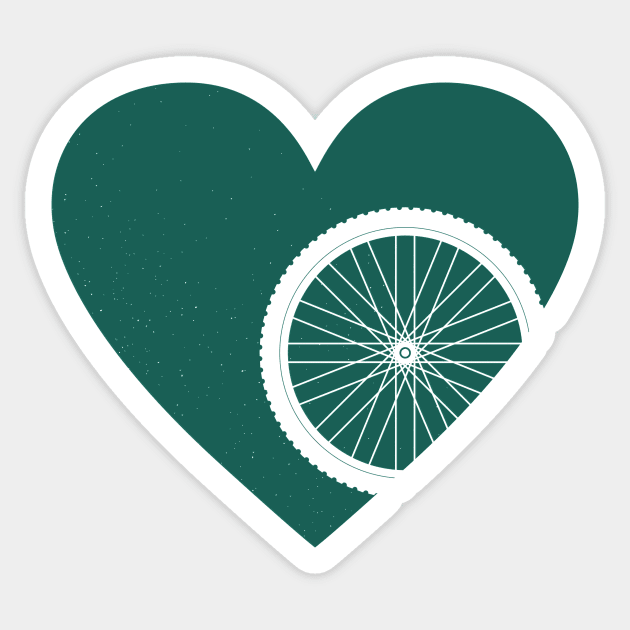 Heart with Mountain Bike Wheel for Cycling Lovers Sticker by NeddyBetty